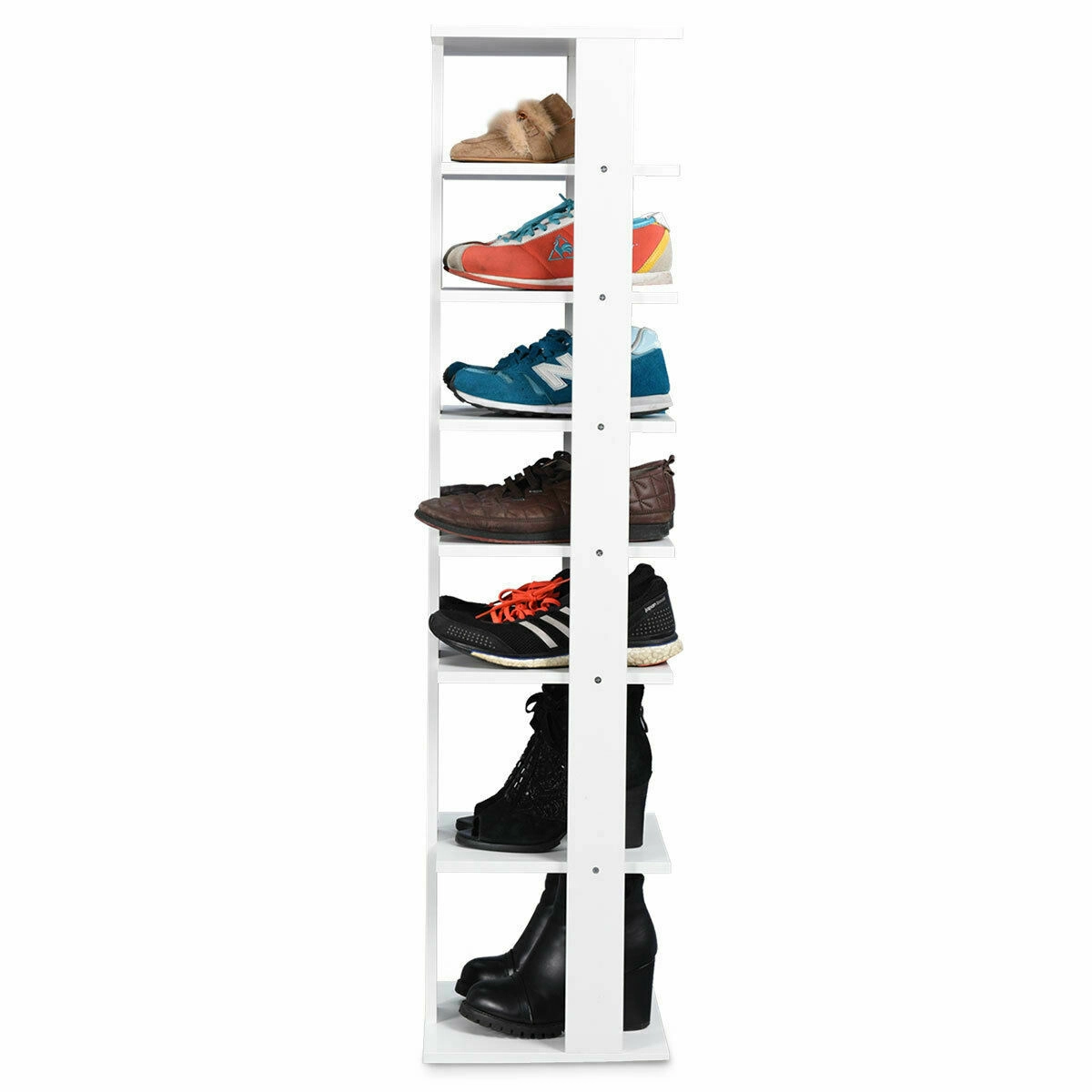 SUGIFT 7-Tier Wooden Shoe Storage Stand Shoe Rack Organizer 43.5-in Tall 11-lb Per Shelf Capacity White