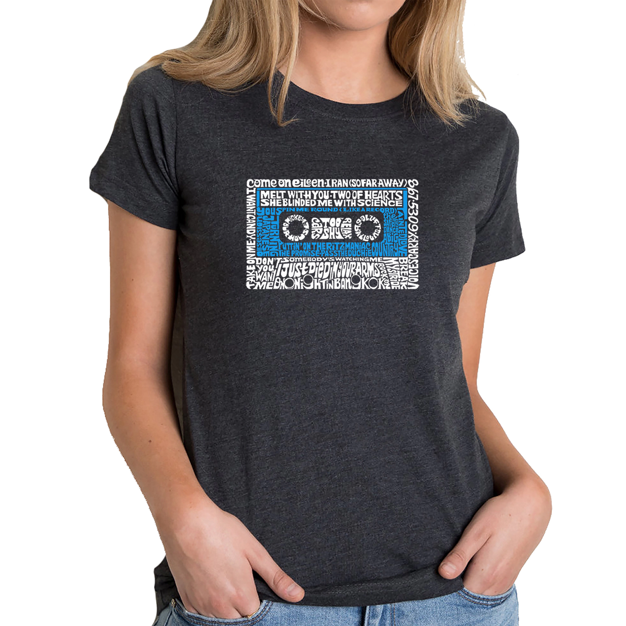 LA Pop Art Women's Cotton/Poly Blend Word TShirt - 80s One Hit Wonders