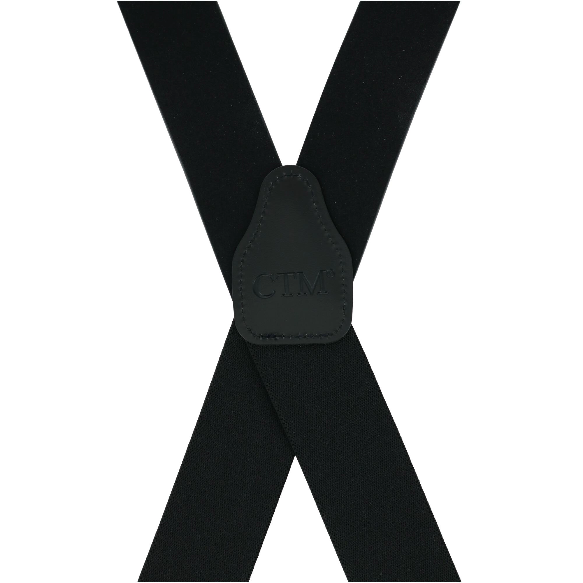 CTM Men's Smooth Leather Wide Width Suspenders w Metal Swivel Hook Ends