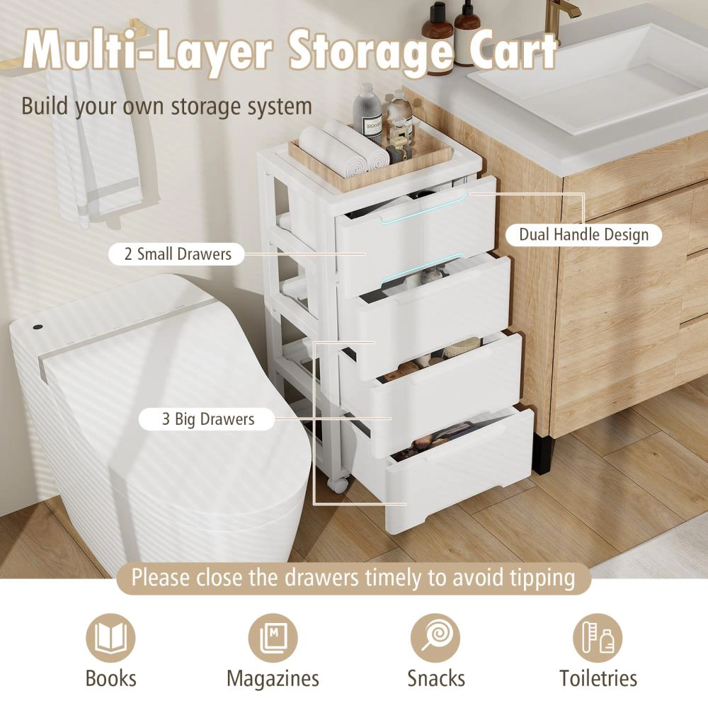 Hivvago Rolling Organizer Cabinet with Spacious Storage Drawers