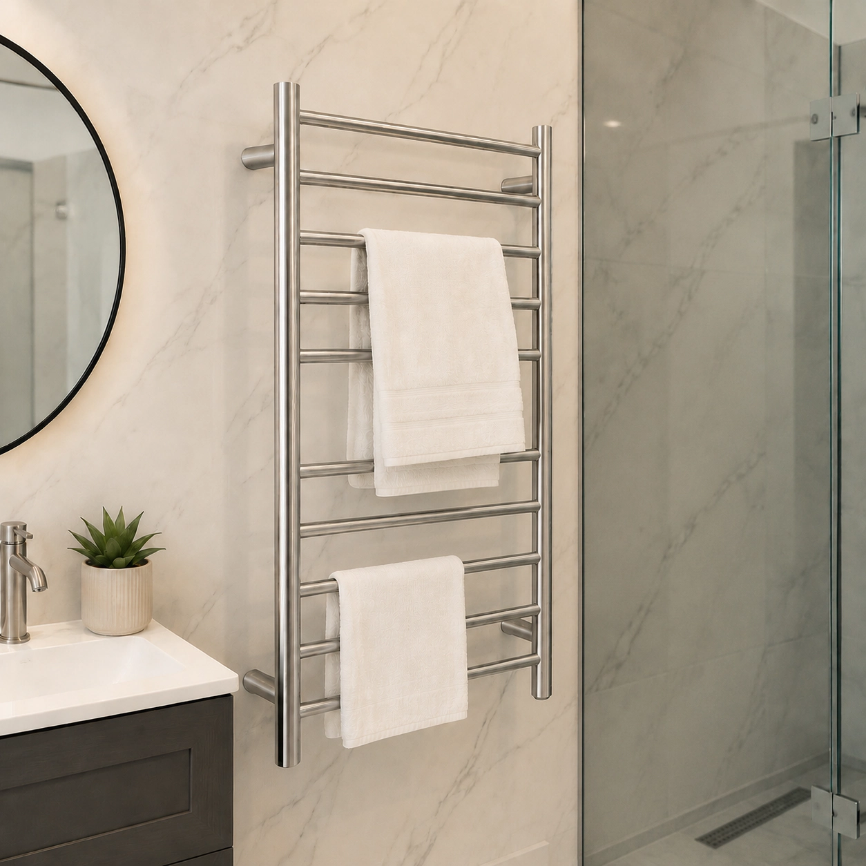 Pursonic Unisex Stainless Steel Wall Mounted Electric Towel Warmer – 10 Bar