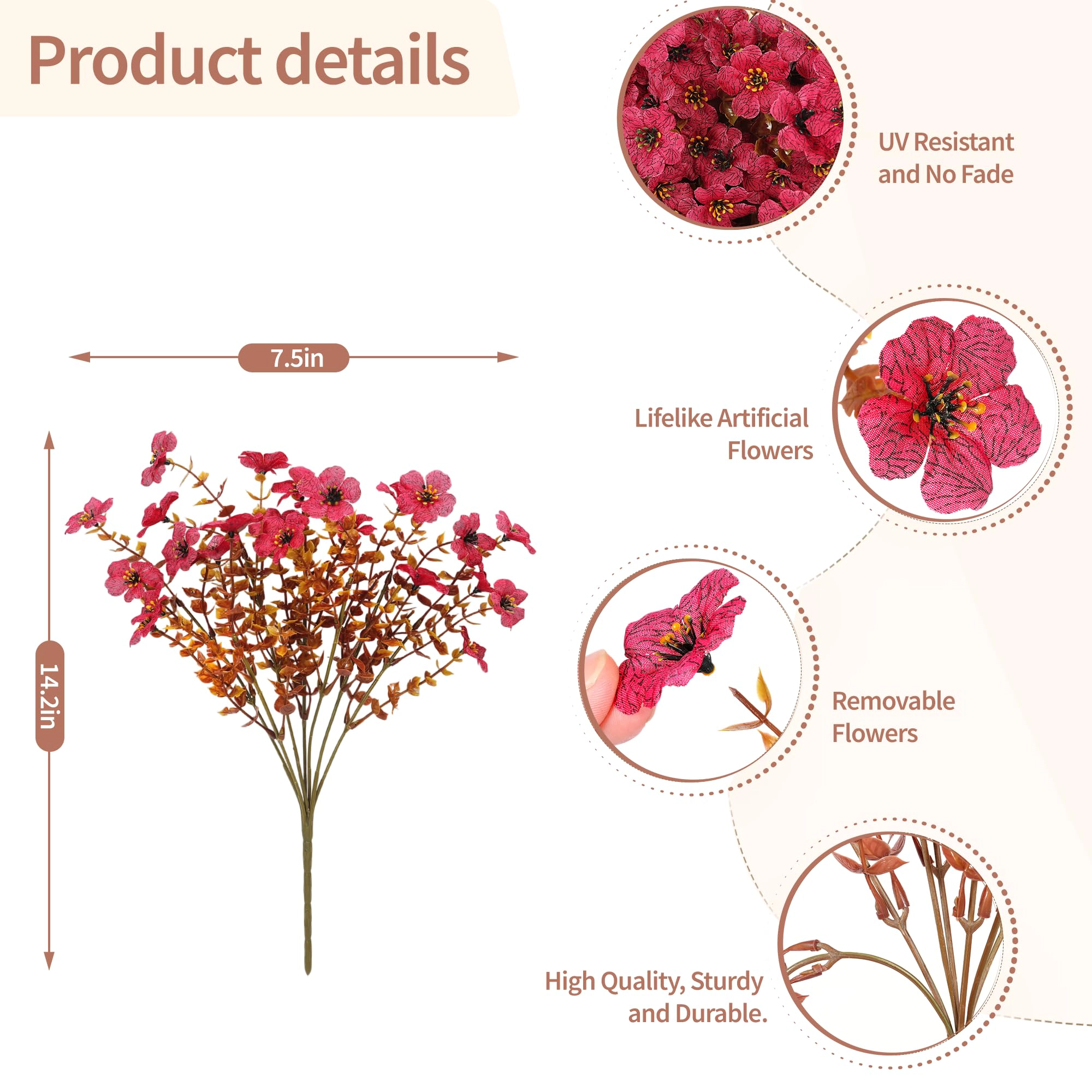 PUPWE Artificial Flowers For Outdoors Plant Spring Summer Decoration