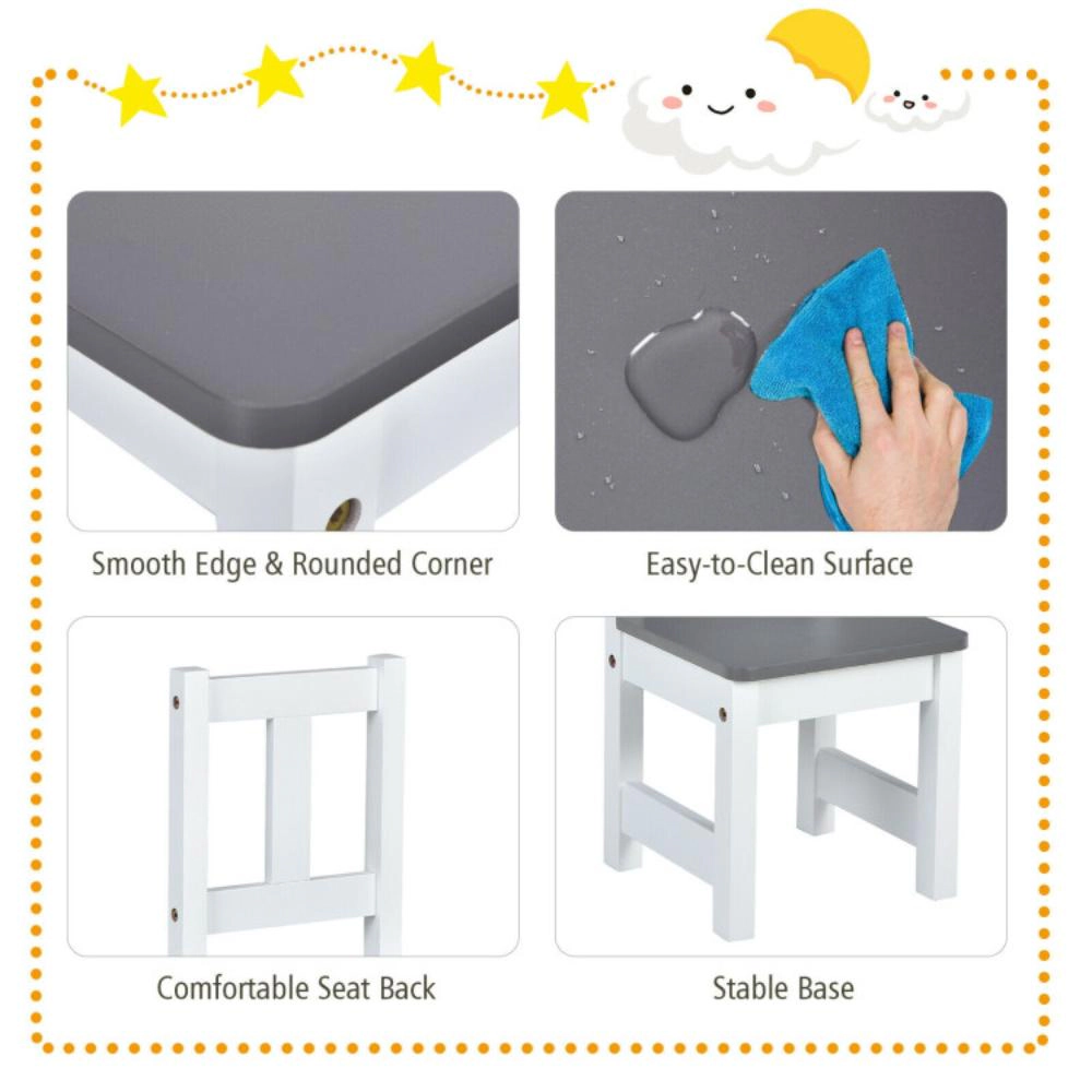 Hivvago 4 Pieces Kids Wooden Activity Table And Chairs Set With Storage Bench Study Desk