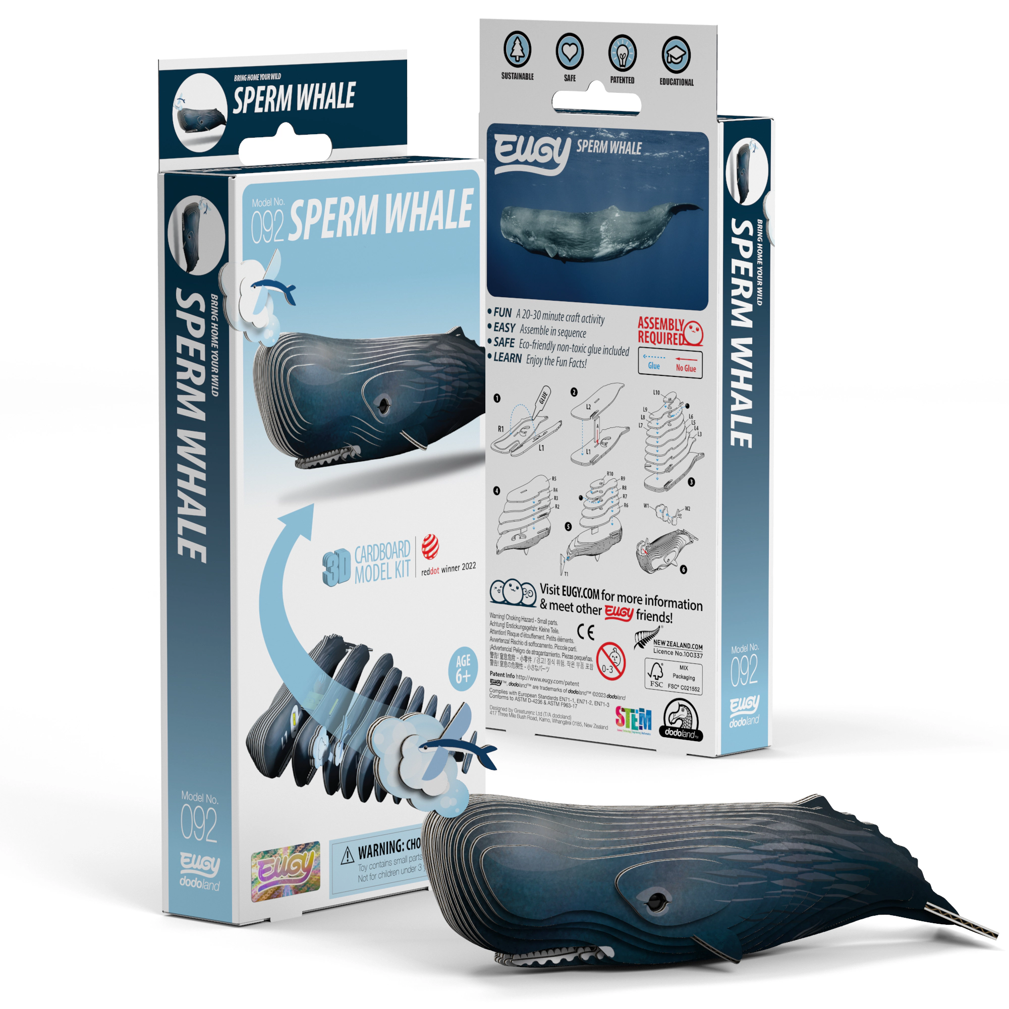 EUGY Sperm Whale 3D Puzzle - contains 24 puzzle pieces