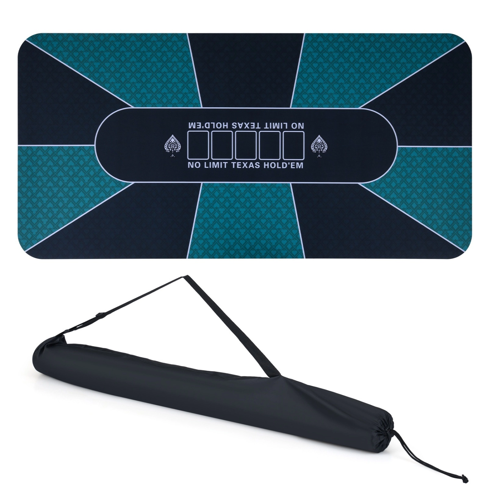 SUGIFT 70-in by 35-in Water-Repellent 10-Player Poker Table Top Mat with Anti-Slip Rubber Base and Carrying Bag