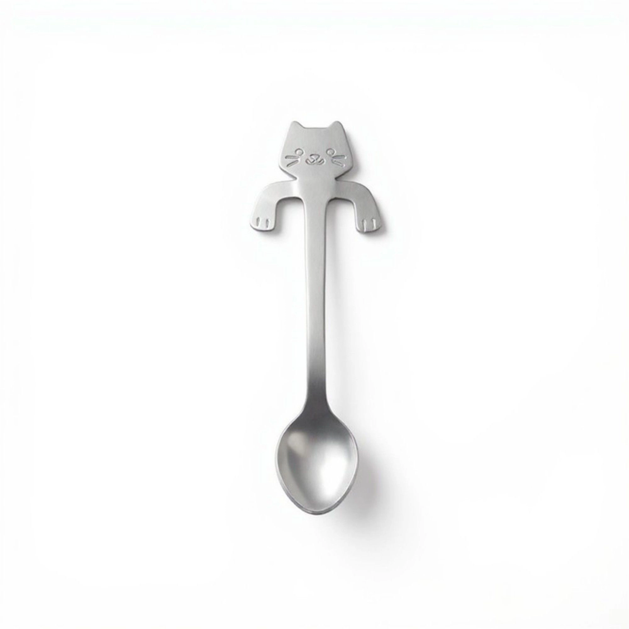 Alilang Unisex Cat Shaped Spoon Set Polished Metal Decorative Handle Cute Table Spoon 6 Piece Set