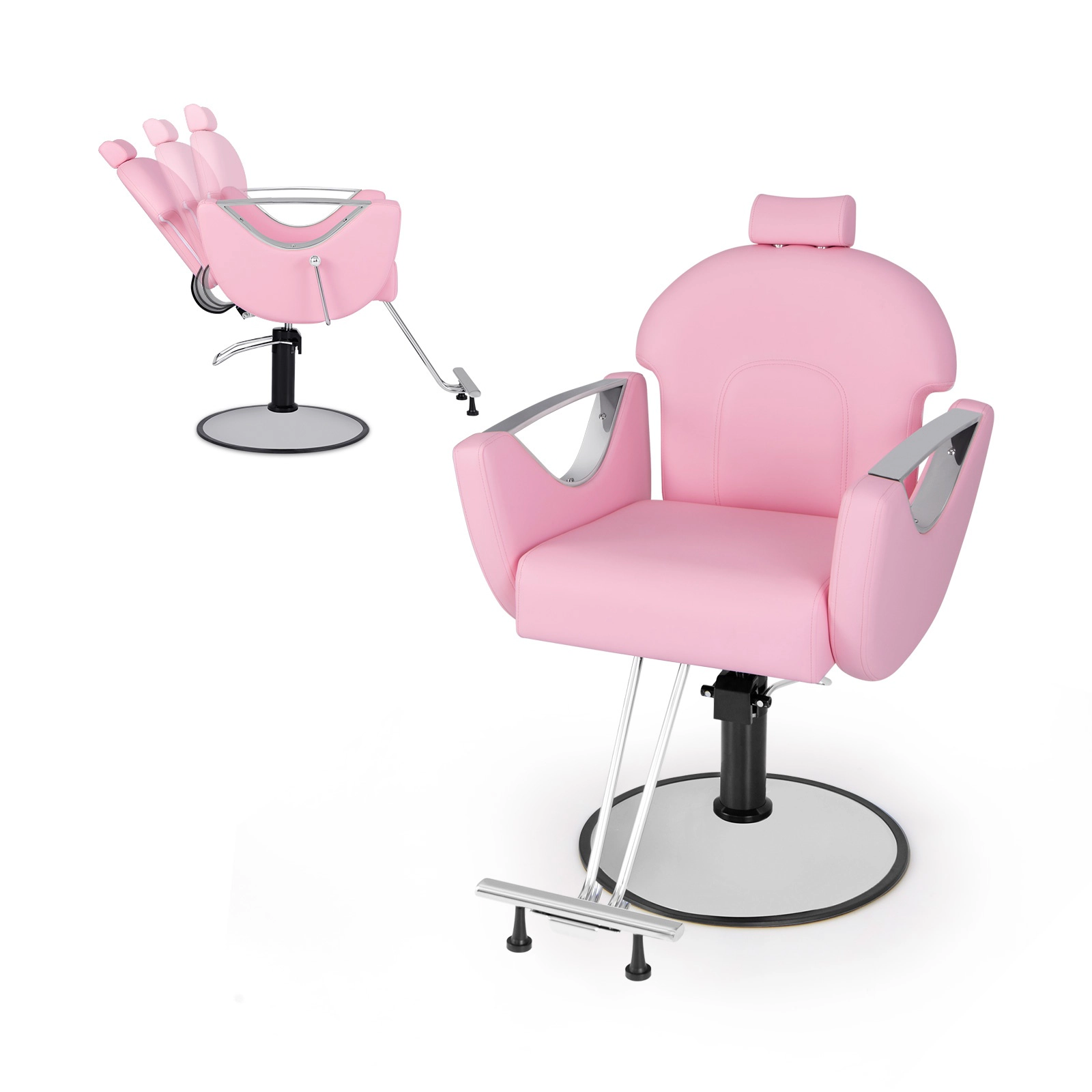 SUGIFT Pink Reclining Salon Chair with Detachable Headrest and Armrests 26-in W 37.5-in D 330-lb Chair Capacity