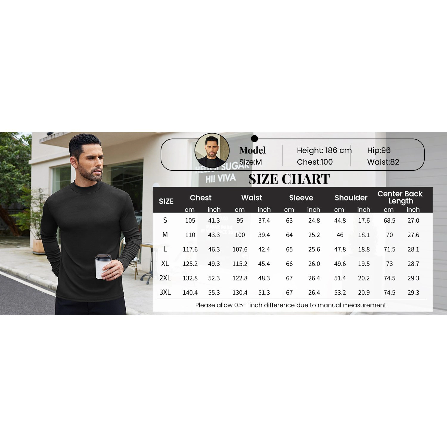 COOFANDY Men's Regular Fit Long Sleeve Mock Neck Top