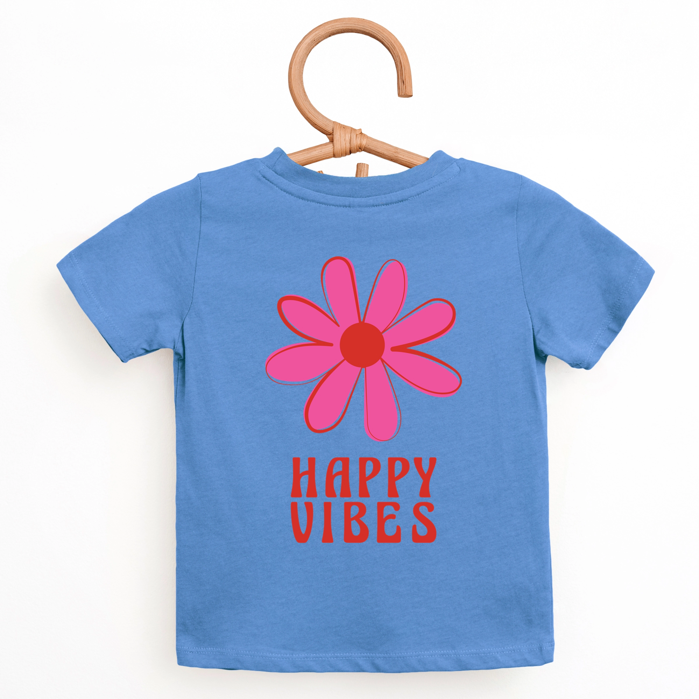 The Juniper Shop - Happy Vibes Flower Toddler Short Sleeve Graphic T-Shirt
