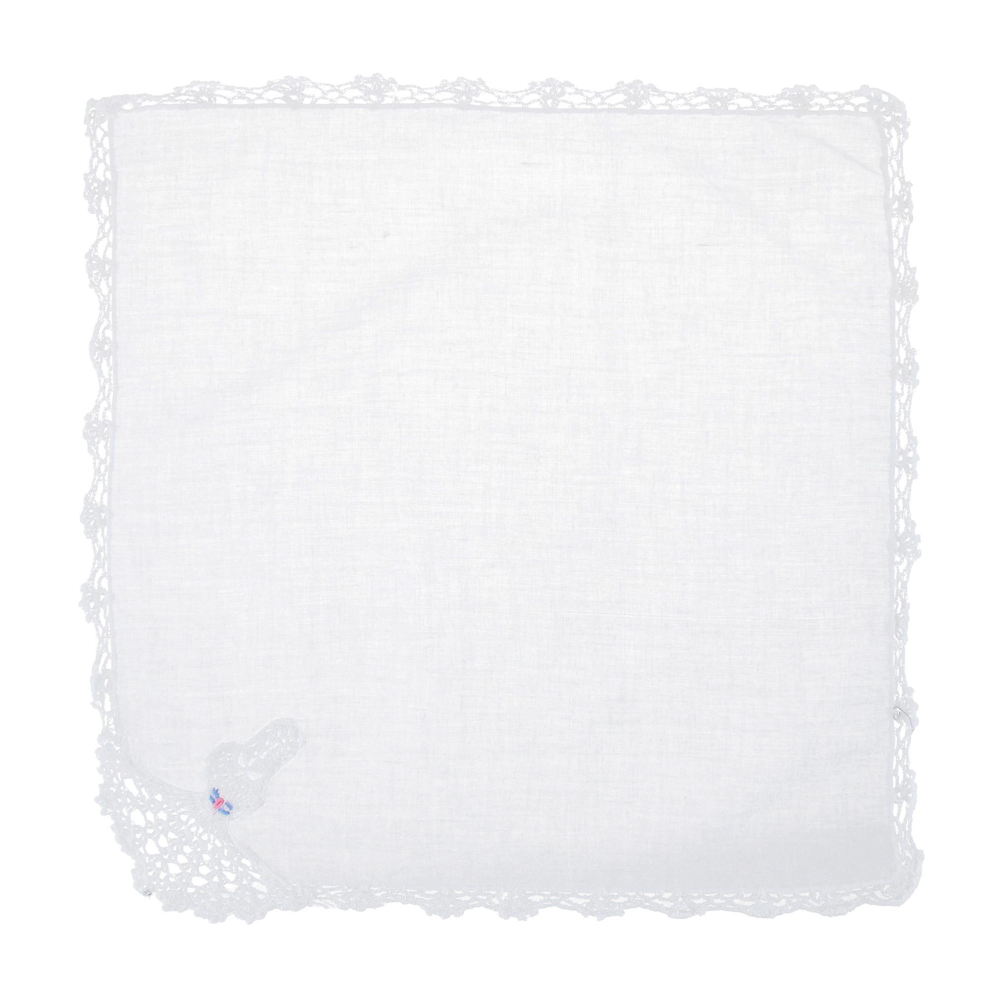 CTM Women's Cotton Crinoline Lady Lace Handkerchief