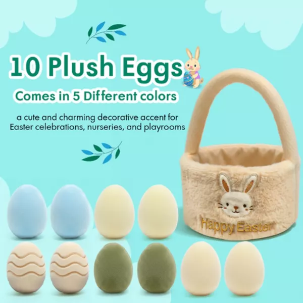 Sperric Easter Plush Basket w/ Baby Teethers and Eggs, Stuffers & Teething Toys Gift Set
