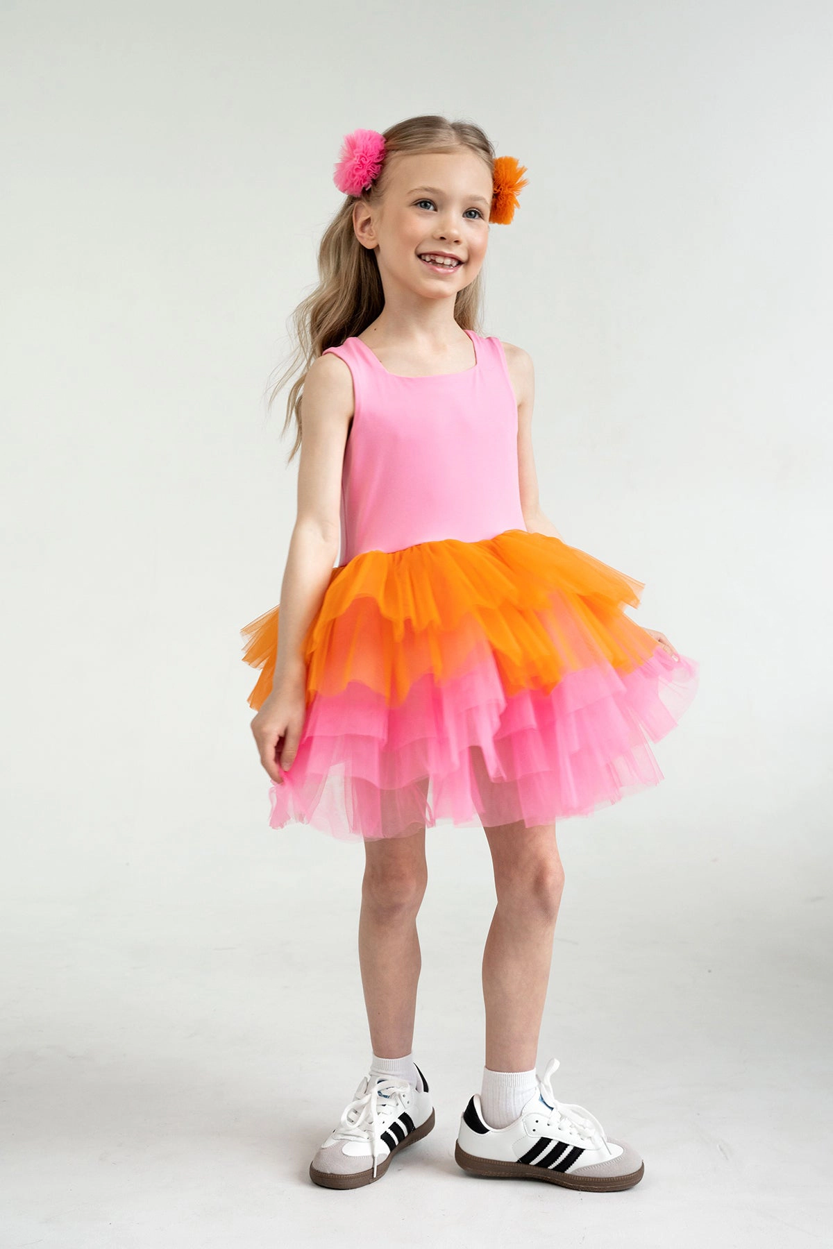 Mini Celebrities Girls Coral Peony Tutu Dress