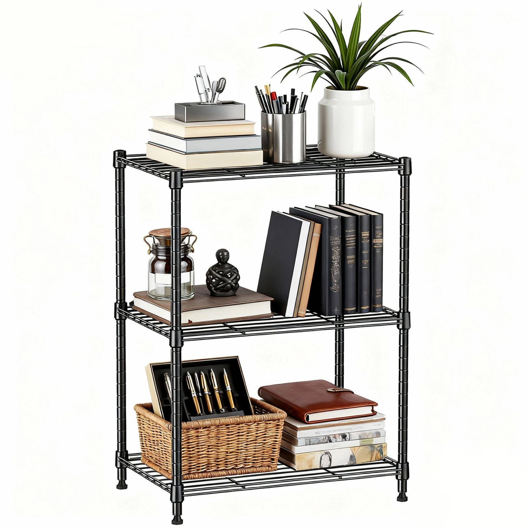 Flynama 3 Tier Utility Wire Shelving 450 lbs Steel Organizer Rack for Home Kitchen and Office in Chrome