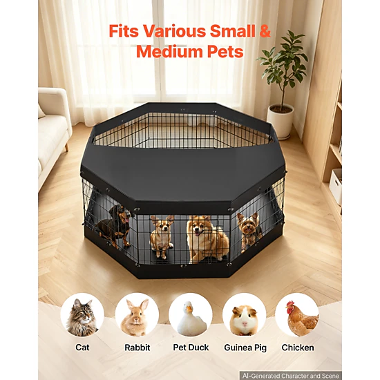HONGGE Heavy Duty 8 Panel Dog Playpen with Door, Foldable Metal Pet Fence for Dogs, Cats, and Small Animals