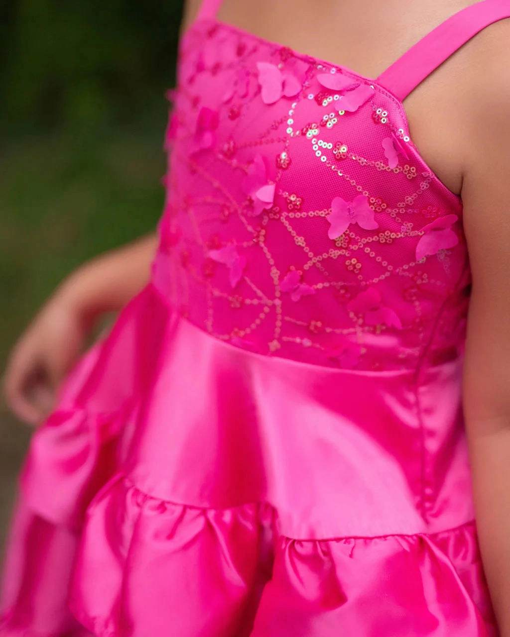 Faeella Girls Wildflower Cowgirl Hot Pink Ruffle Birthday Dress