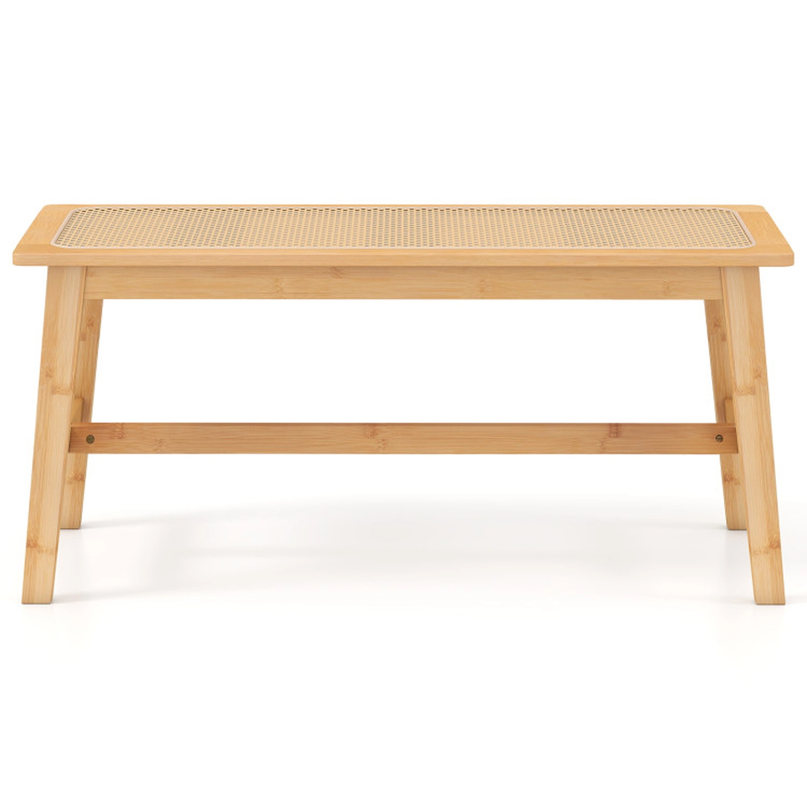 SUGIFT Natural Handwoven PVC Rattan Seat for Indoor Outdoor 39.5 Inch Bamboo Dining Bench