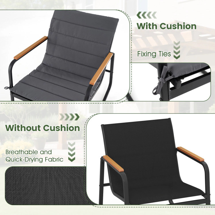 Hivvago 3 Piece Outdoor Rocking Bistro Set Porch Rocker Chairs