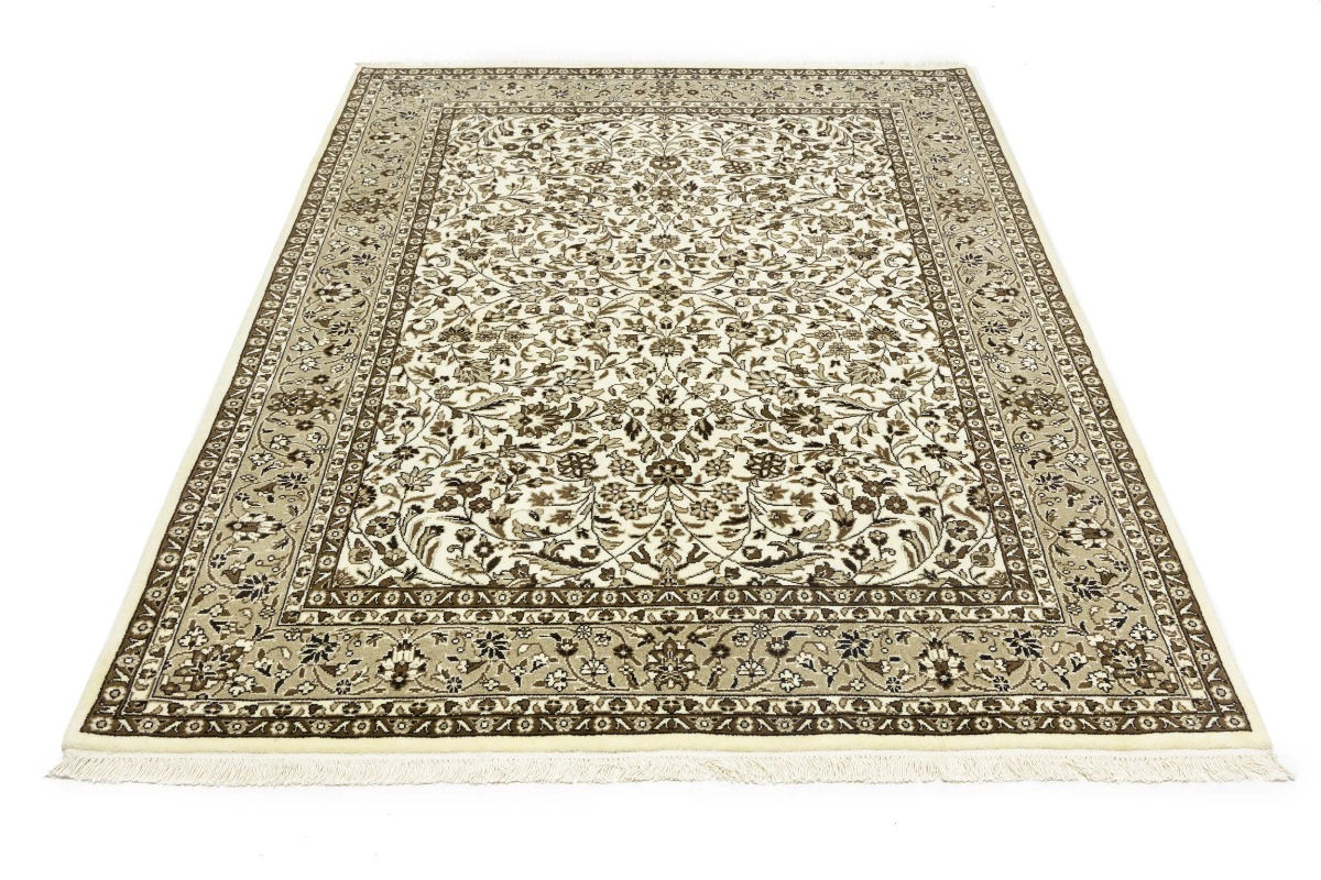 Magic Rugs 5'6 X 7'9 Cream Floral Hand Knotted Kirman Oriental Wool Rug