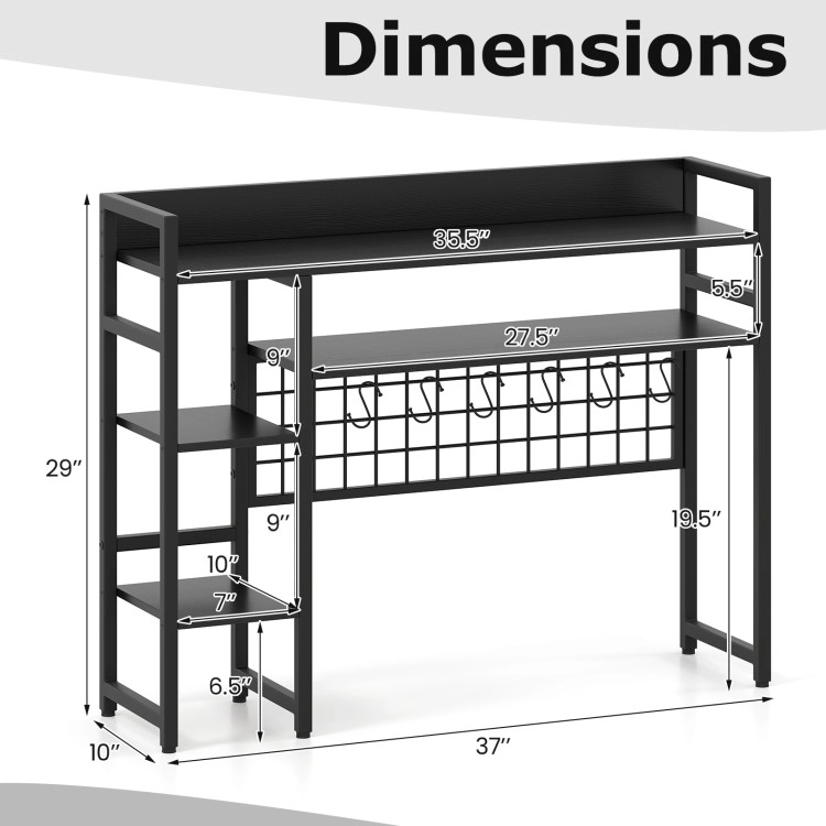 Hivvago Desktop Display Shelf with 4 Storage Tiers and Metal Grid Panel