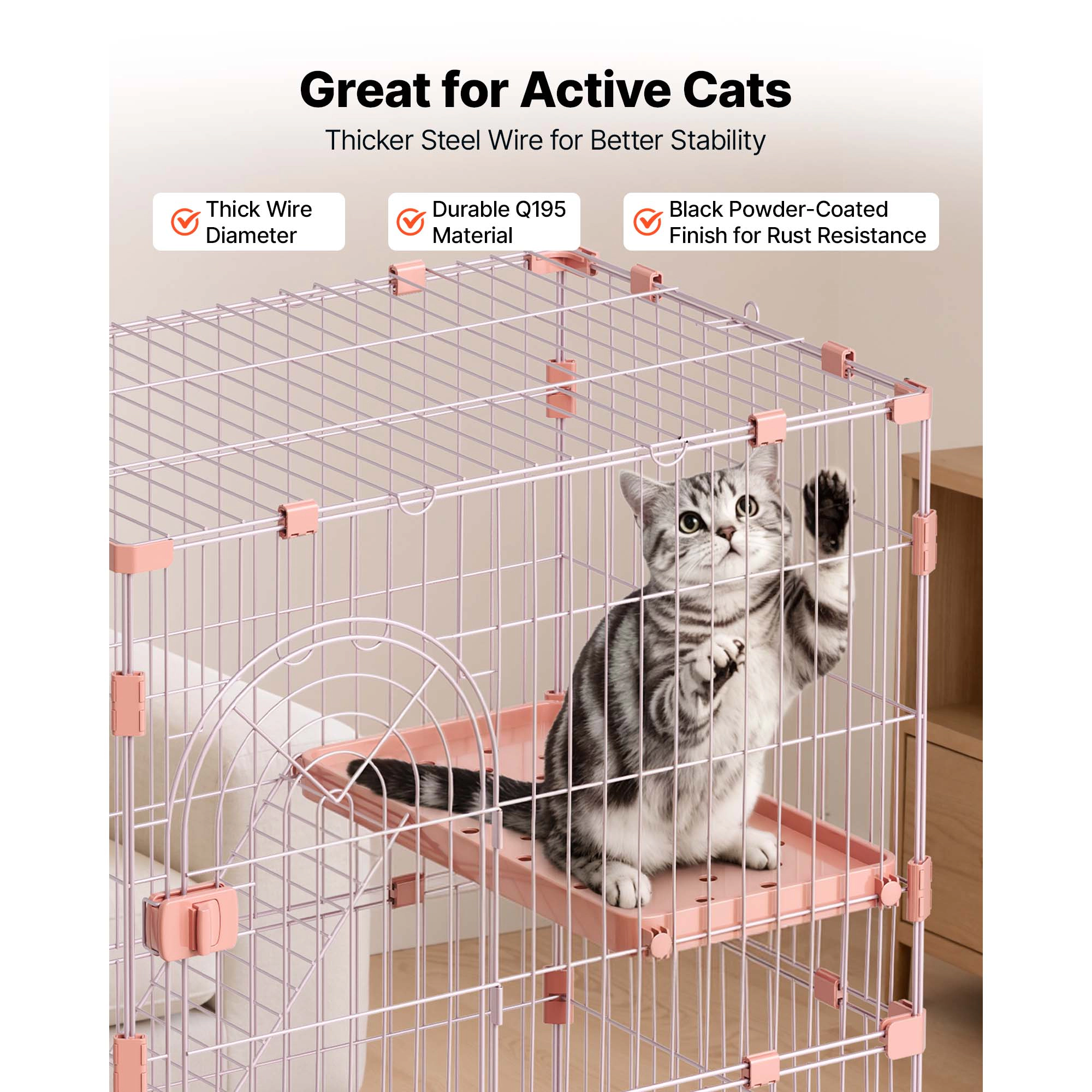 HONGGE Cat Cage Large DIY Cat Playpen Indoor Enclosure Detachable Metal Wire Kennel Crate with Exercise Place for Cats
