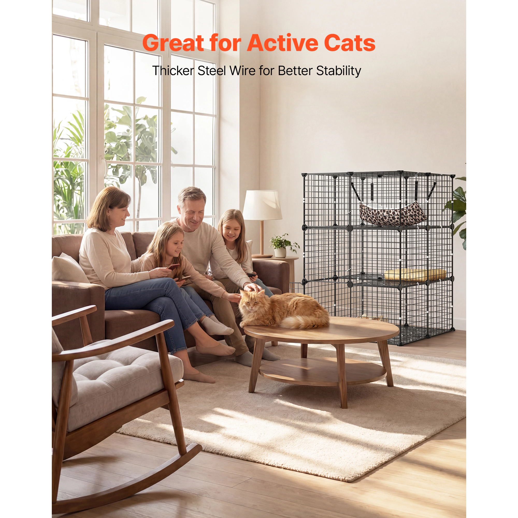 HONGGE Cat Cage DIY Cat Playpen Indoor Enclosure Detachable Metal Wire Kennel Crate with Large Exercise Place Ideal for