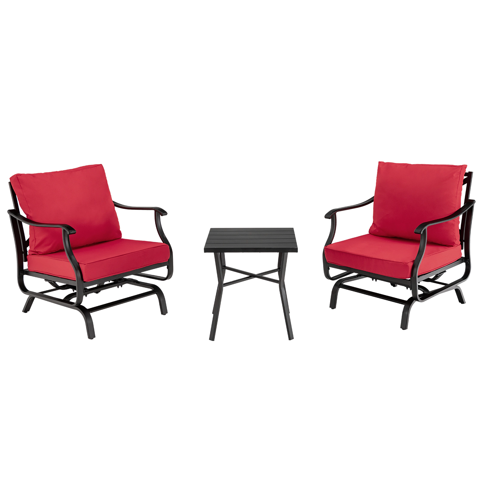 LJG 3 Piece Patio Rocking Chair Set with Coffee Table