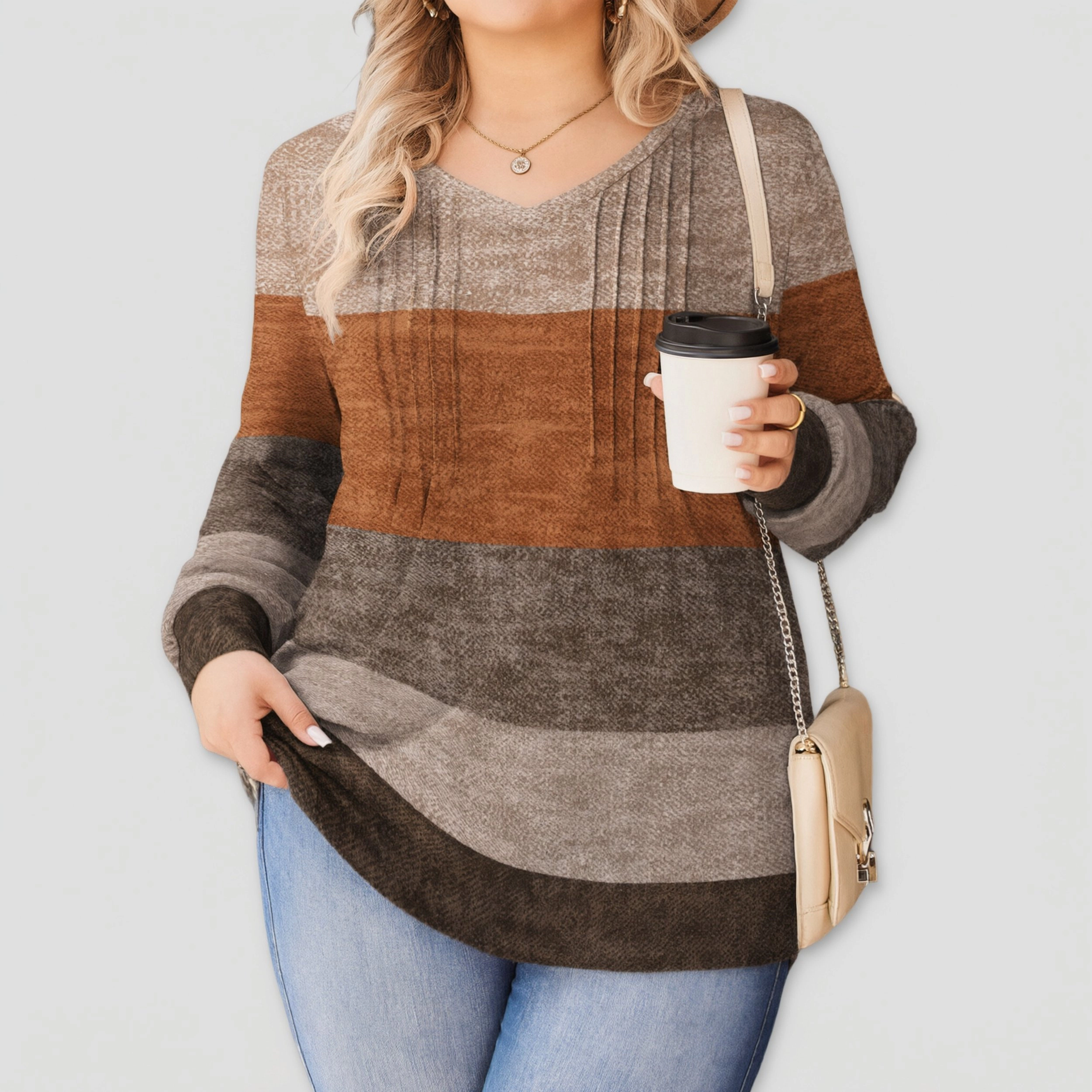 Zeagoo Women Pleated V Neck Tunic Blouse