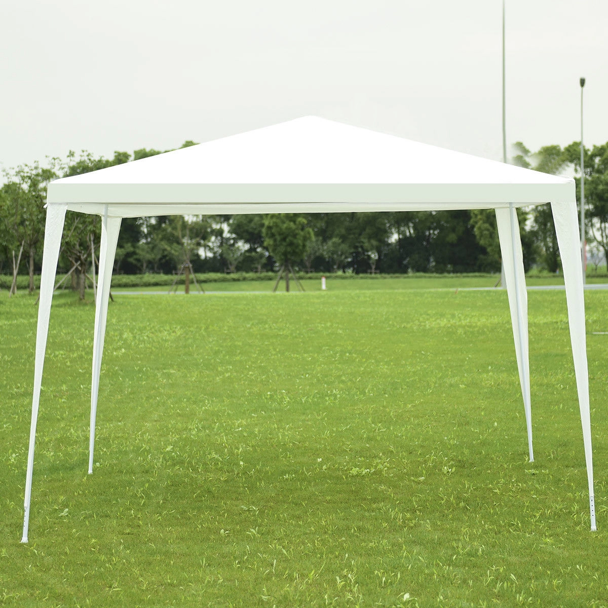 SUGIFT White Outdoor Wedding Party Canopy Tent with Steel Frame Ropes and Stakes 10-ft W 10-ft D 8.5-ft H