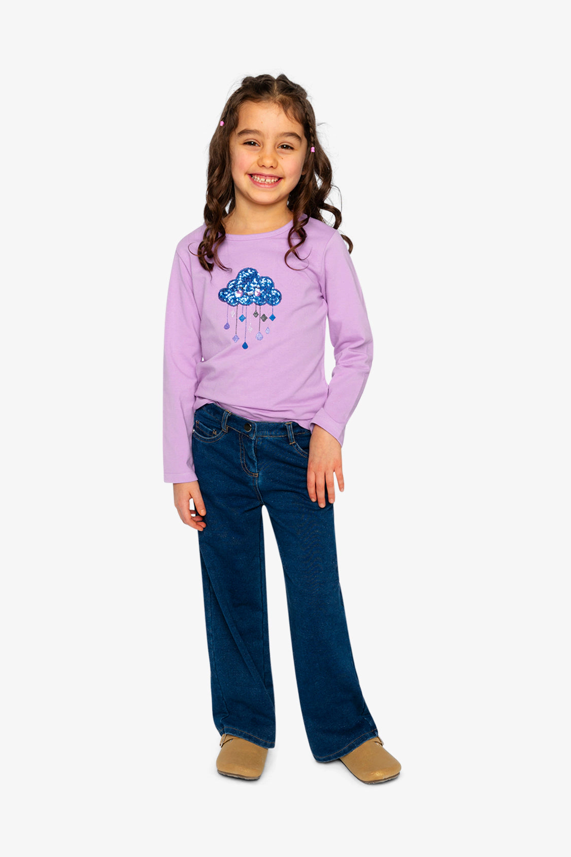 Deux par Girls Lurex Denim Wide Leg Jeggings