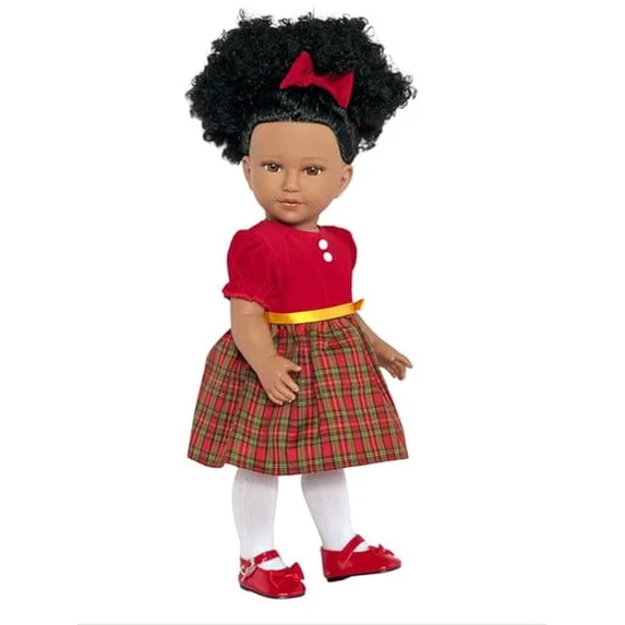 MBD® Holiday Plaid Dress Outfit Set with Tights & Shoes for 18-Inch Dolls