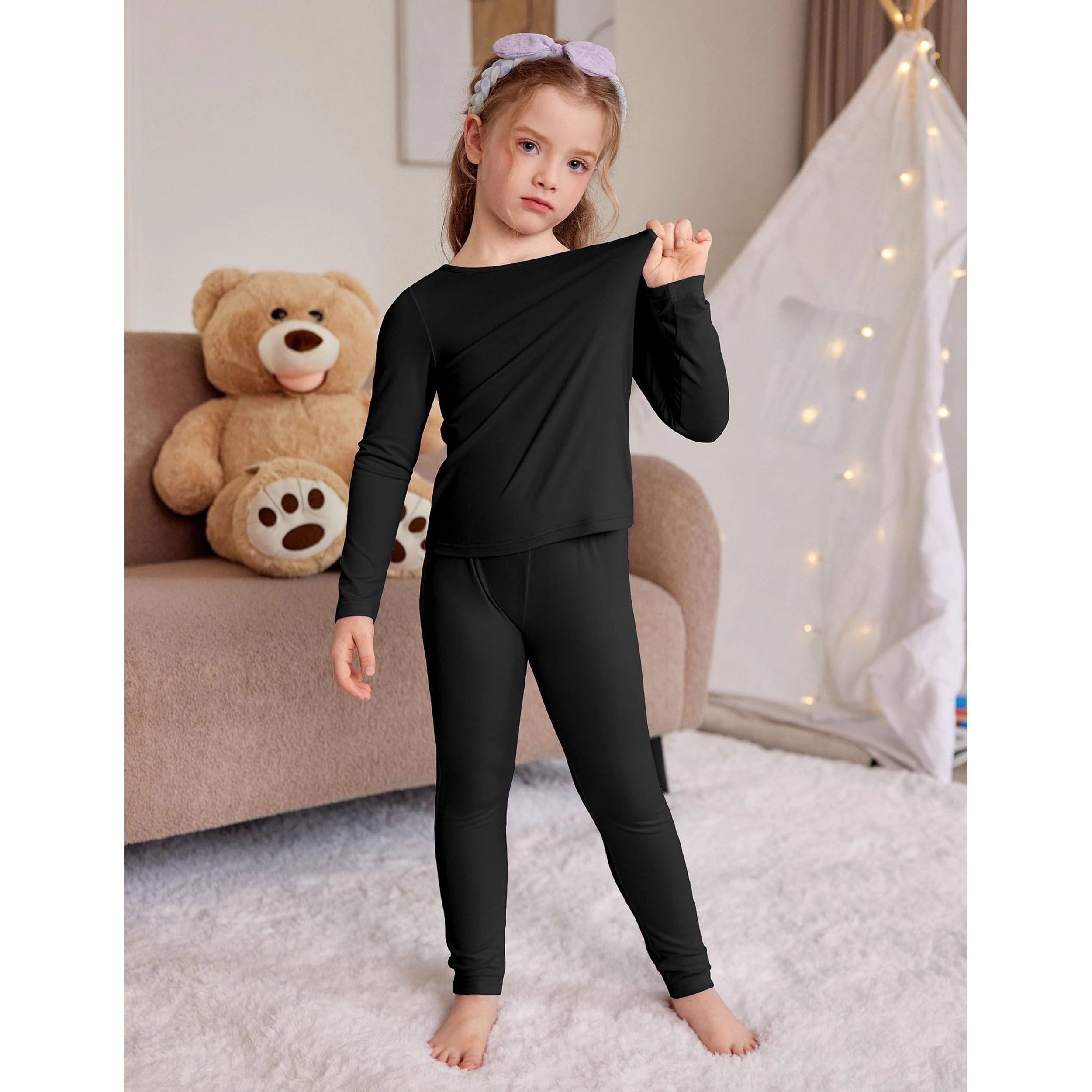 Arshiner Girl's Thermal Long Johns Base Layer Top and Bottom Set