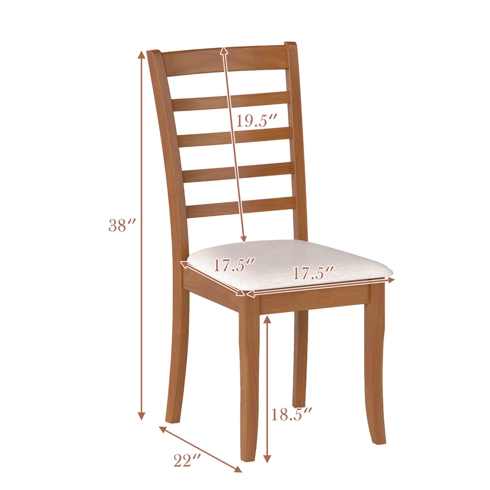 LJG Wooden Dining Chair Set of 2 Modern Upholstered Kitchen Chair