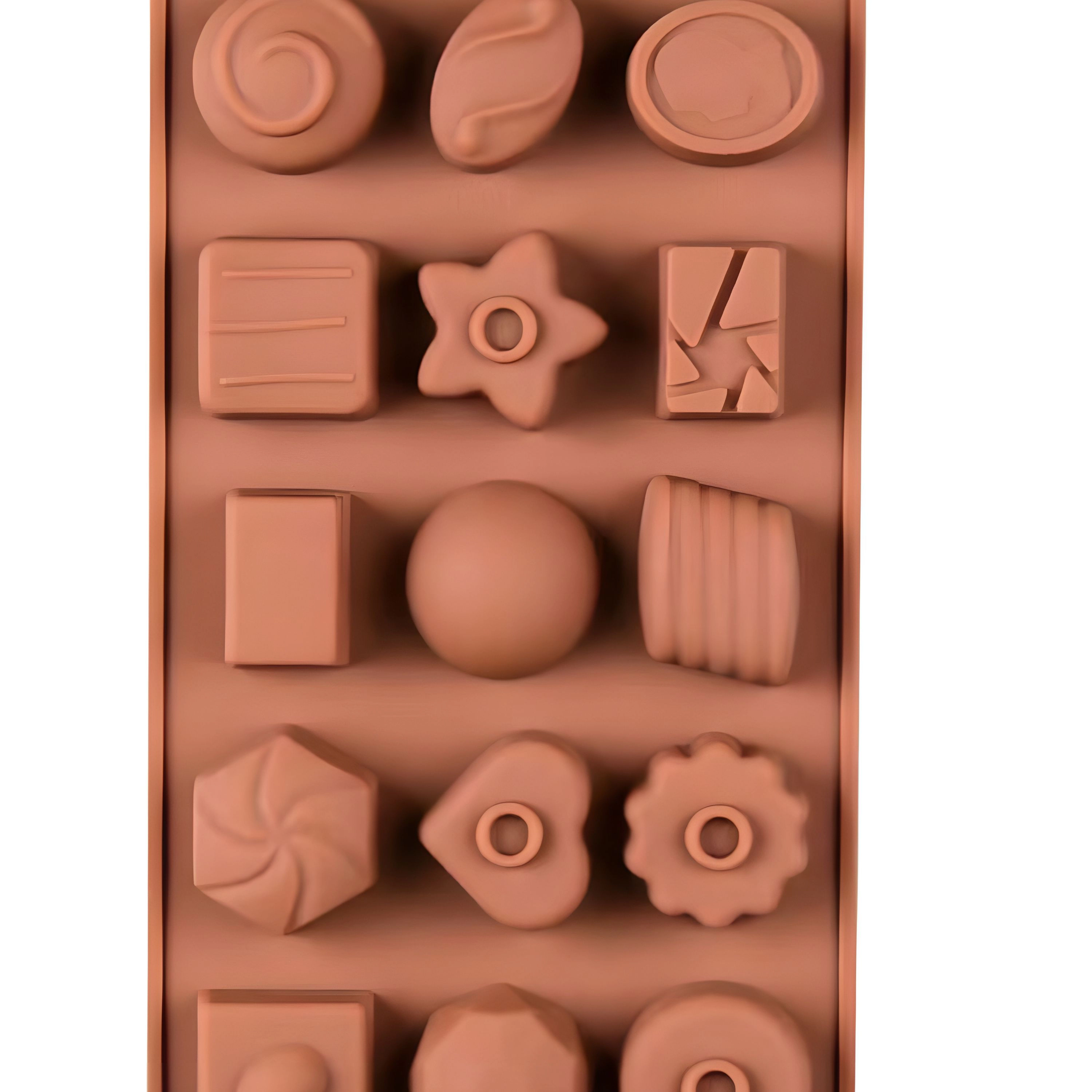 Kitcheniva 4.1 x 8.5 Inch Silicone Assorted Chocolate Mold with 15 Unique Shapes