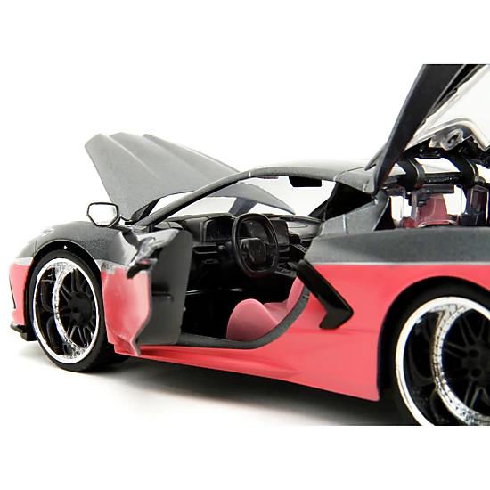 Jada Collectible 2020 Chevrolet Corvette Gray Metallic And Pink "Pink Slips" Series 1/24 Diecast Model Car