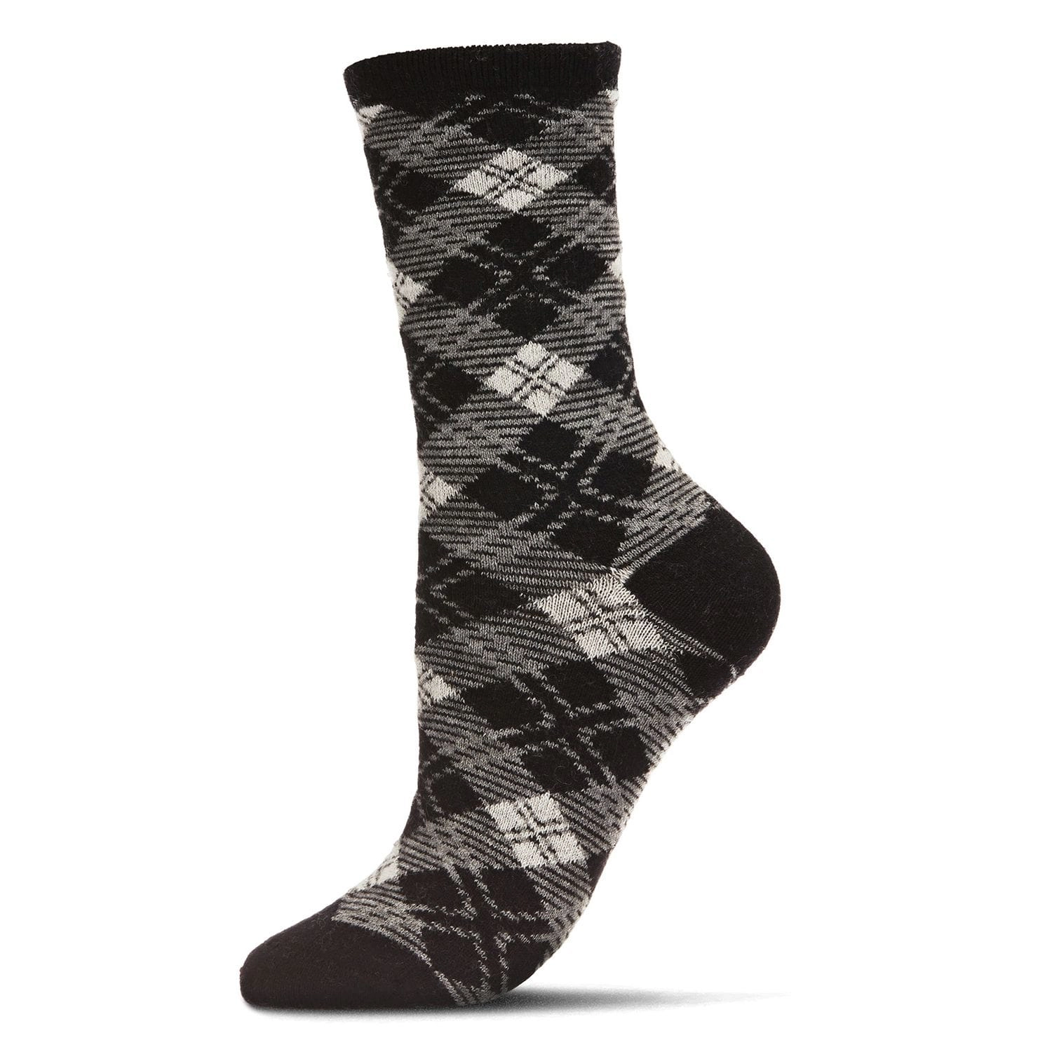 MeMoi Women's Classic Diamond Overlay Cashmere Blend Crew Socks
