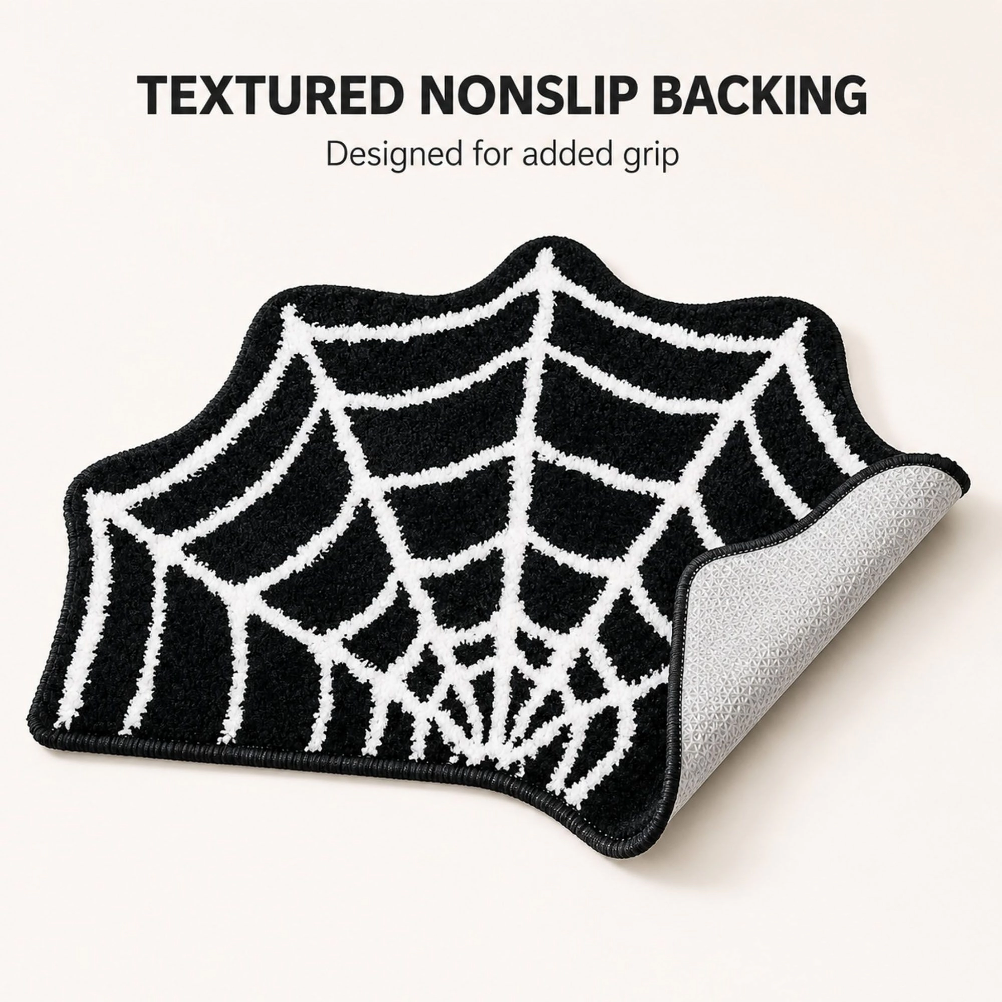 Alilang Halloween Spider Web Shaped Nonslip Bath Accent Rug 15.7 x 23.6 in