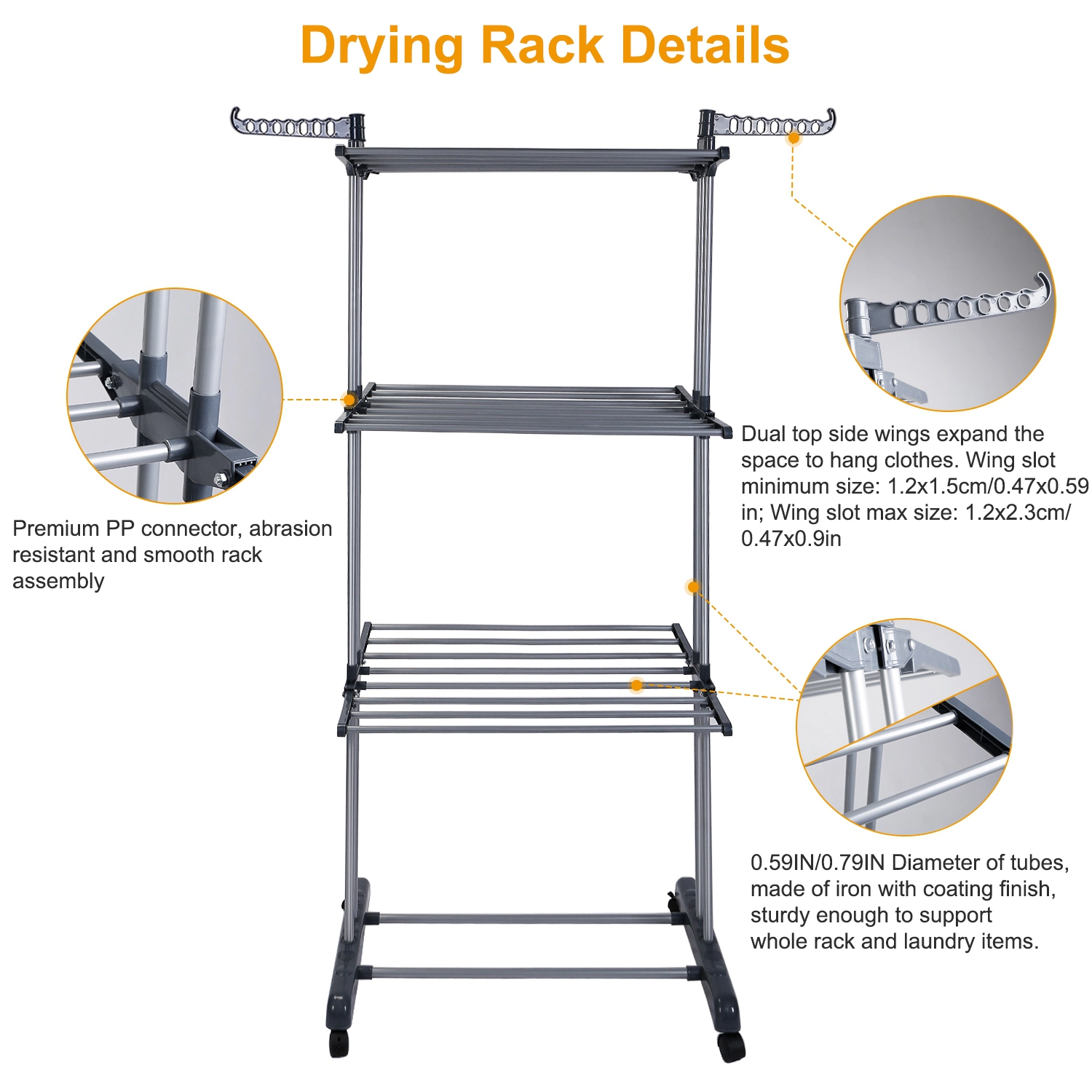 GBruno Clothes Drying Rack Rolling Collapsible Laundry Dryer Hanger Stand Rail Shelve
Wardrobe Clothing Drying