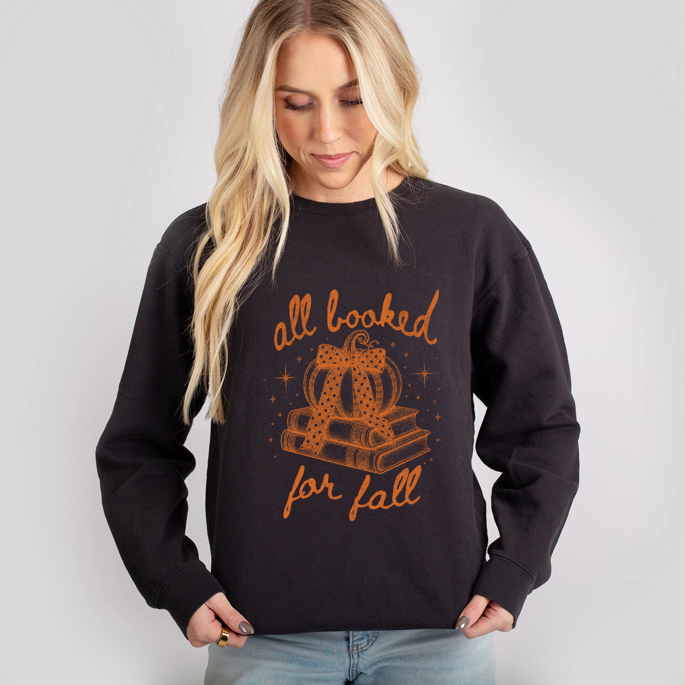 Simply Sage Market - Women's Lightweight Garment Dyed Sweatshirt All Booked for fall Sparkles