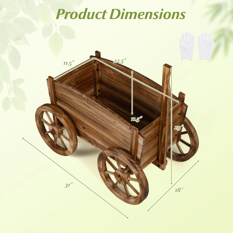 Hivvago Rustic Rolling Flower Pot Stand with Wheels and Handle