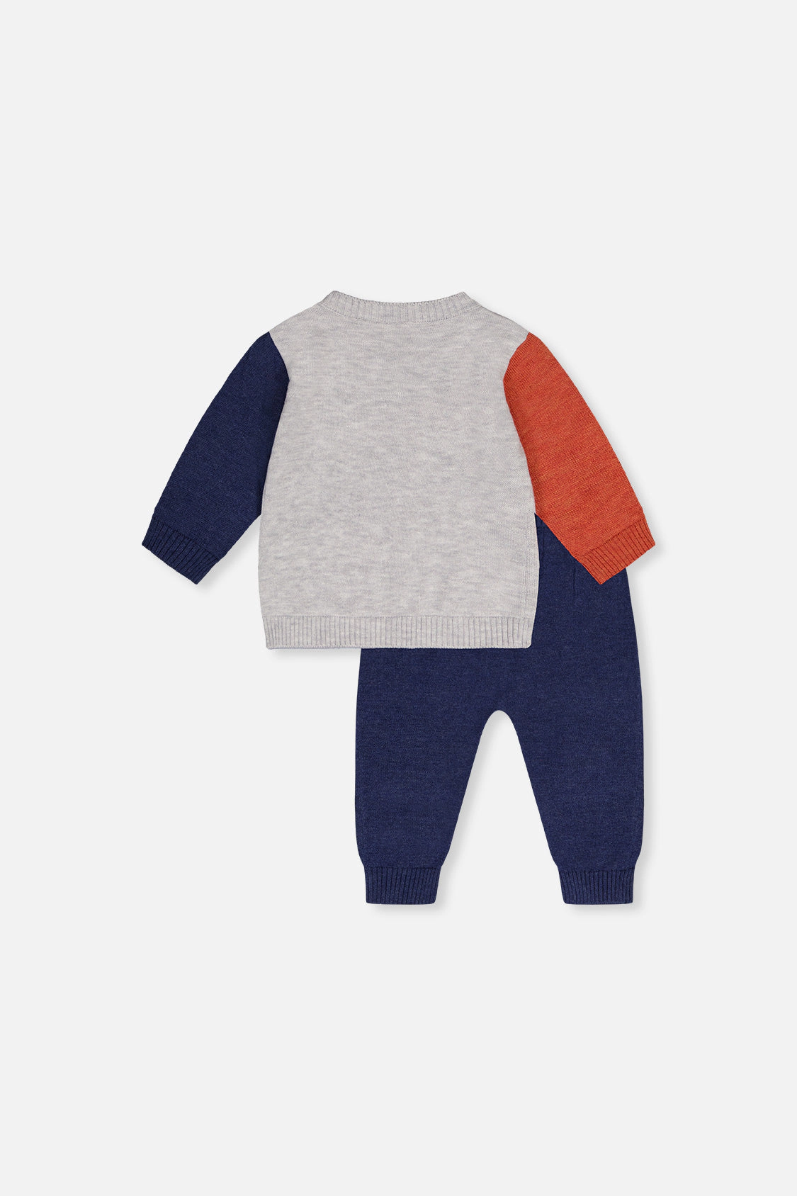 Deux par Boys Knitted Car Intarsia Raglan Sleeve Top and Pants Set