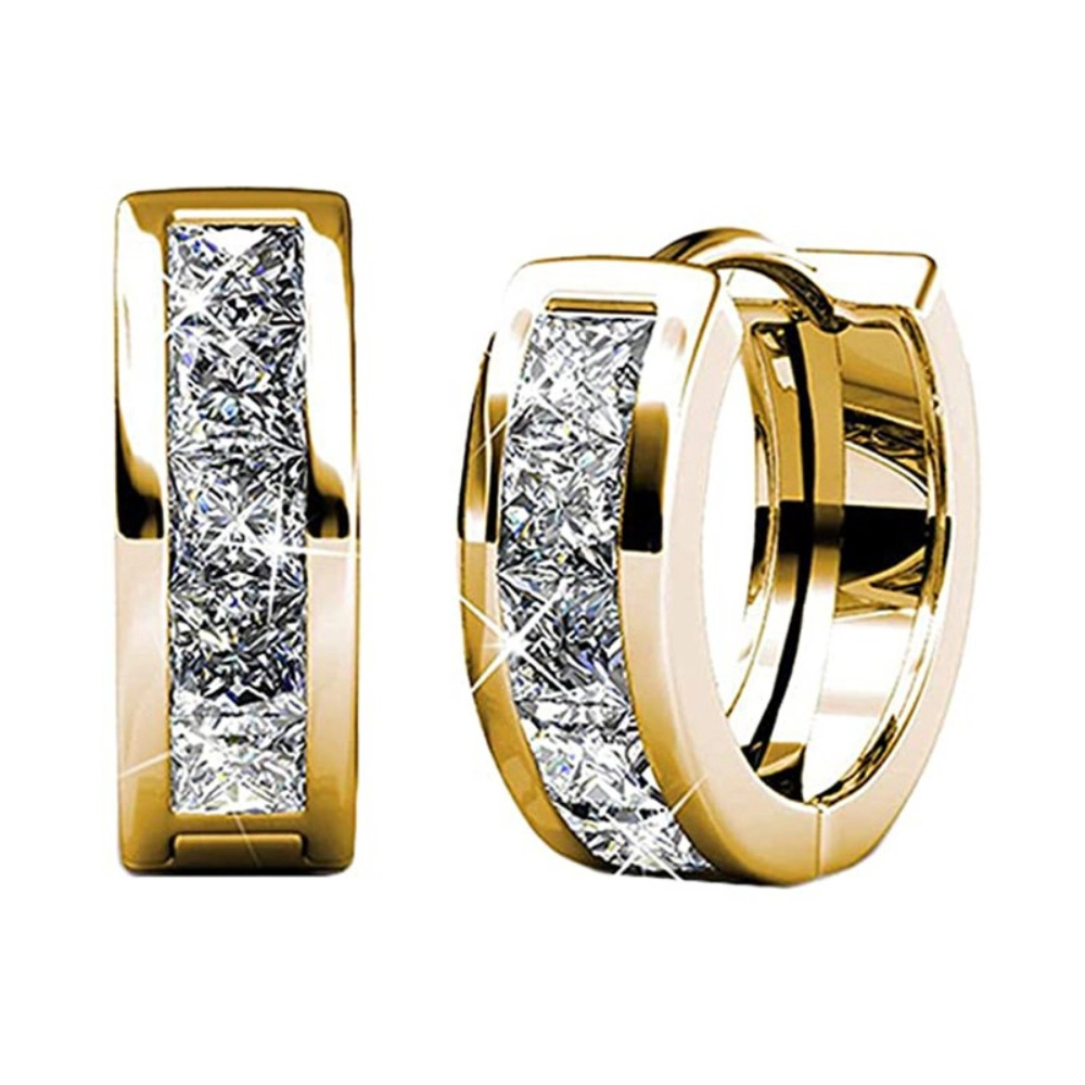 Wardrobe Whimsy Channel Set Cubic Zirconia Huggie Hoop Earrings