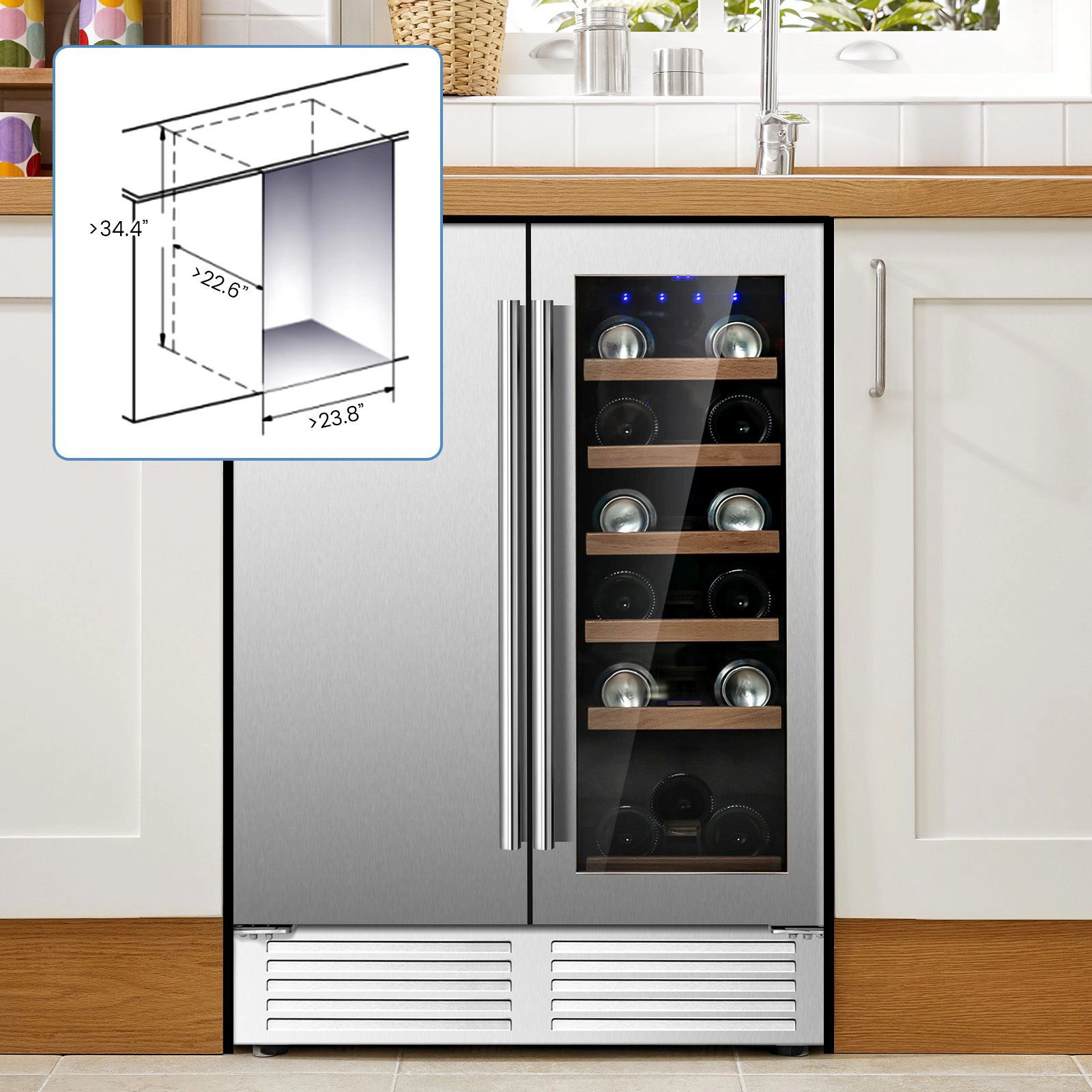 SlickBlue Dual Zone Wine & Beverage Refrigerator, 4.24 Cu Ft