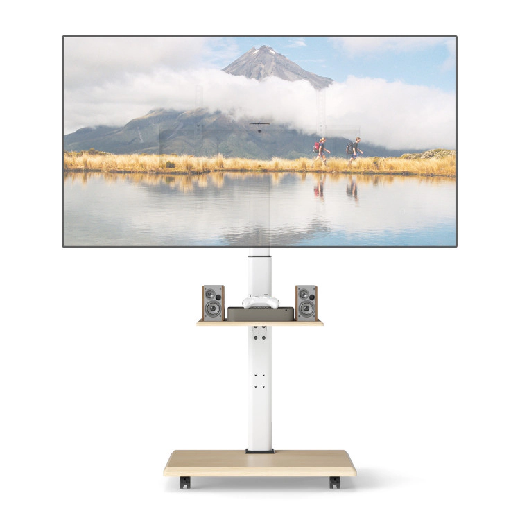 Hivvago Rolling Tv Stand On Wheels Mobile Tv Cart For 32-75 Inch Tvs Portable Av Cart