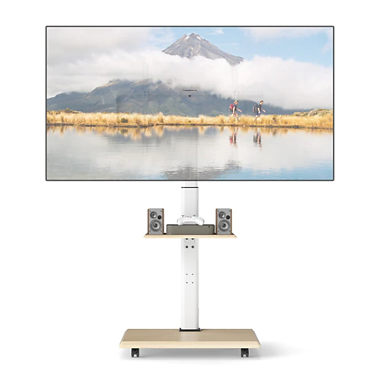 Hivvago Rolling Tv Stand On Wheels Mobile Tv Cart For 32-75 Inch Tvs Portable Av Cart