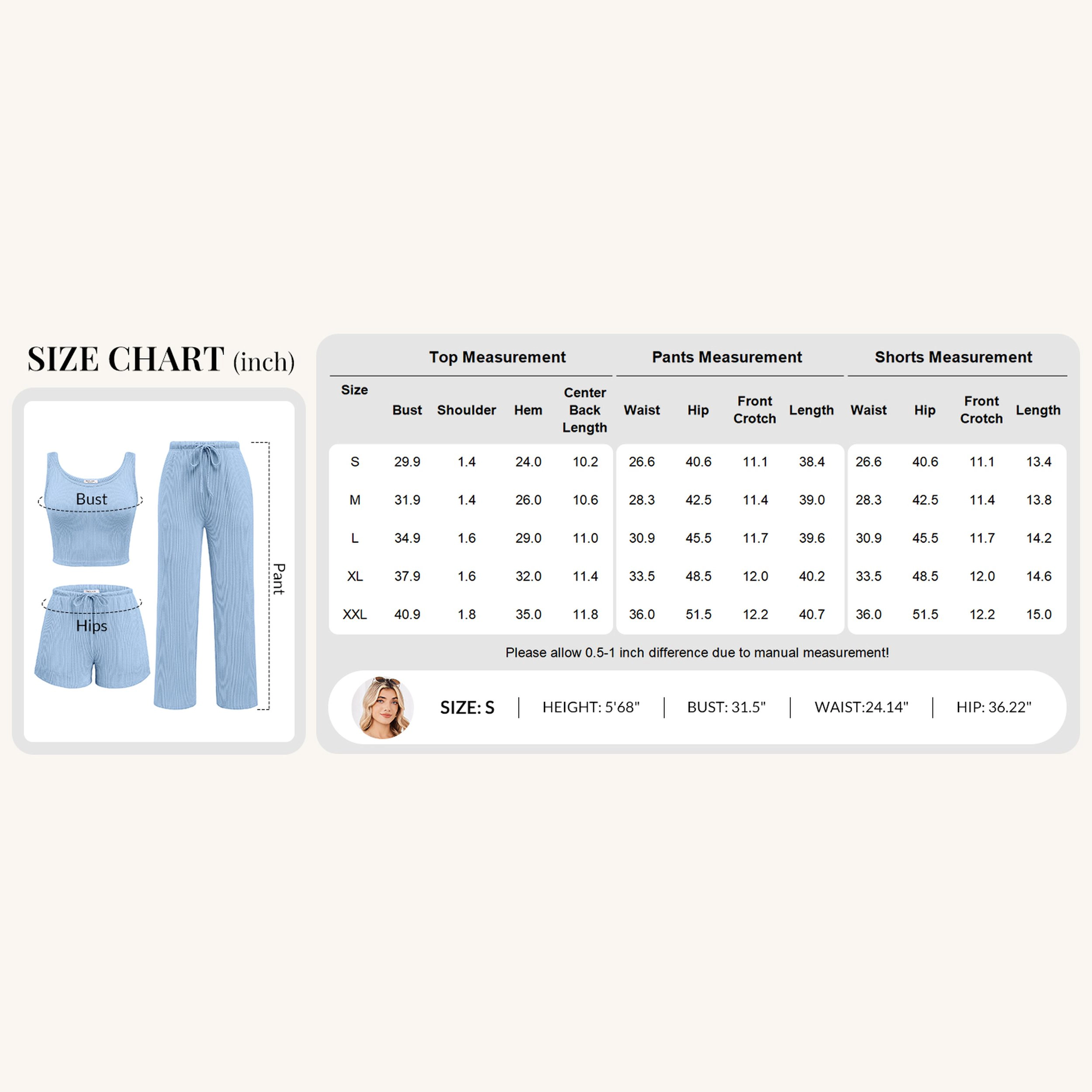 Ekouaer Women's Sleeveless Ribbed Tank Top Shorts Pants 3 Piece Set