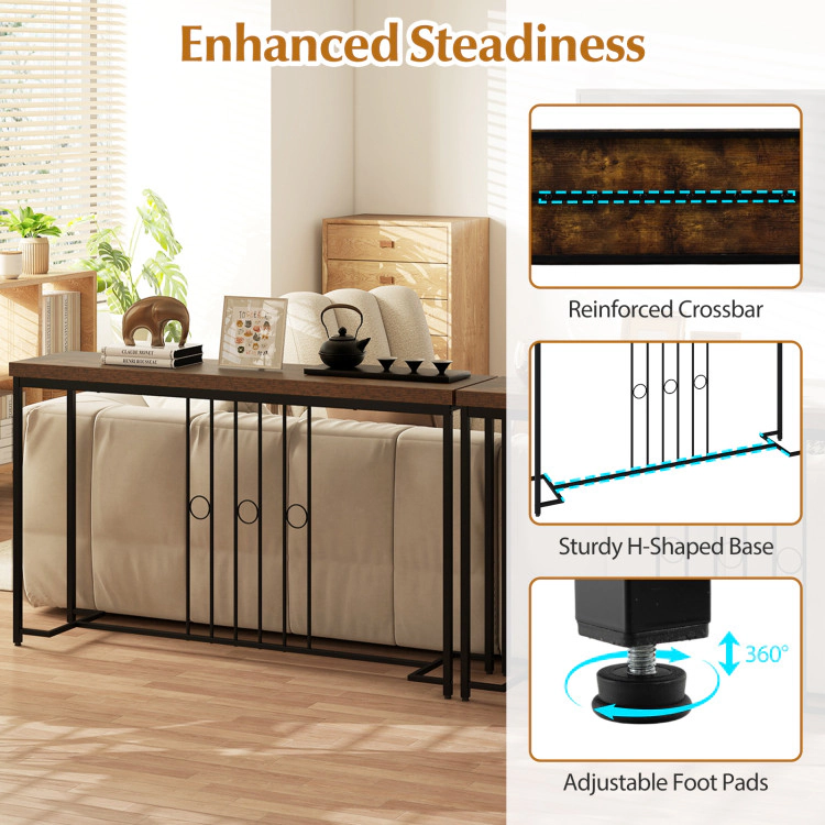 Hivvago 55" Industrial Console Table With H-Shaped Base