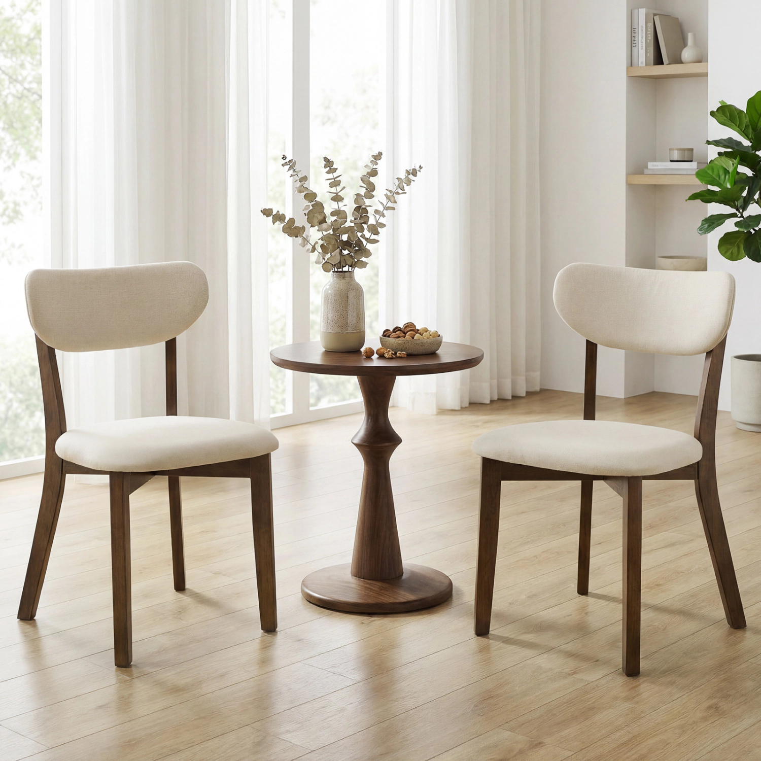 LJG Dining Chairs Set of 4 with Solid Rubber Wood Frame