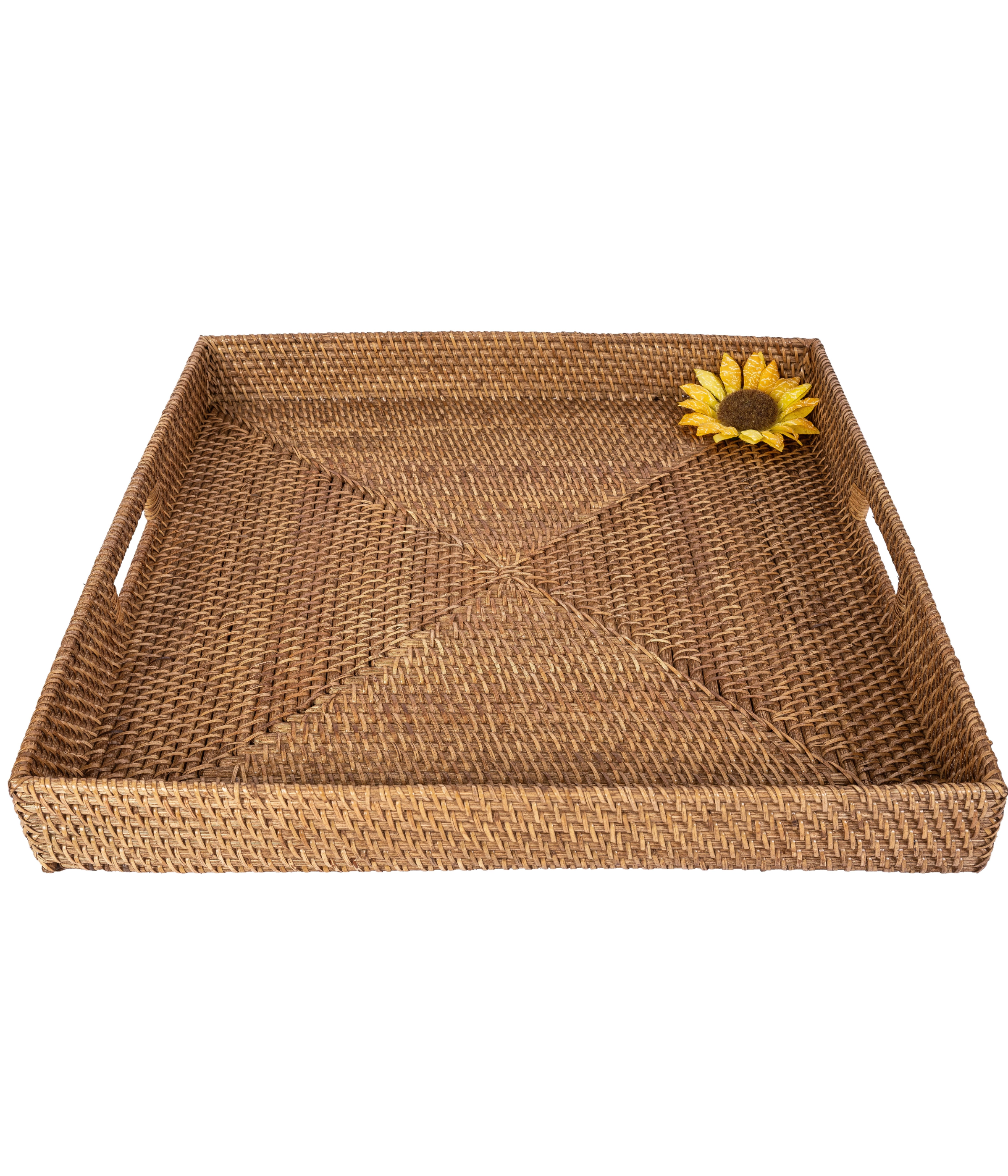 Saboga Home™ Square Ottoman Tray with Cutout Handles