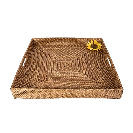 Saboga Home™ Square Ottoman Tray with Cutout Handles