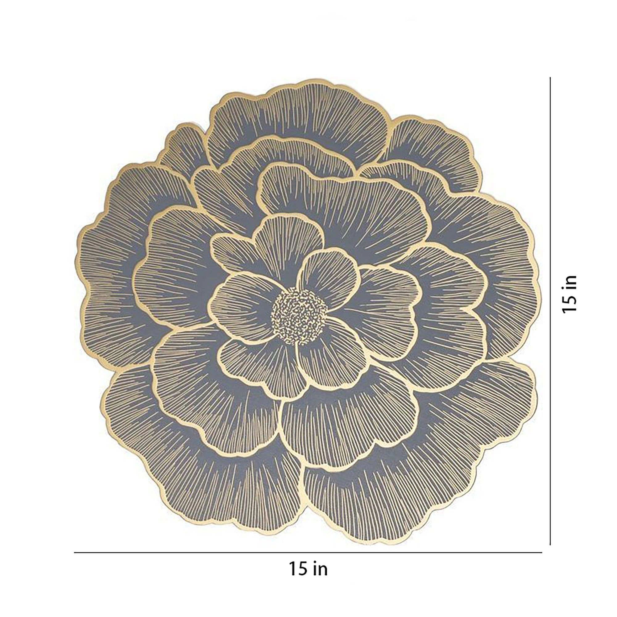 Alilang Unisex 4 Pack Floral Round PVC Placemats Gold Trim Washable Heat Resistant Table Mats
